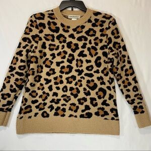 Cotton Emporium Women’s Size S Leopard Pattern Crewneck Sweater Brown/Black‎